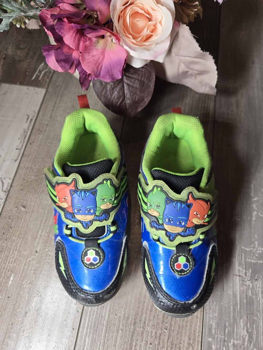 PJ Masks Kids Blue & Green Character Light-Up Sneakers Size 12 Toddler